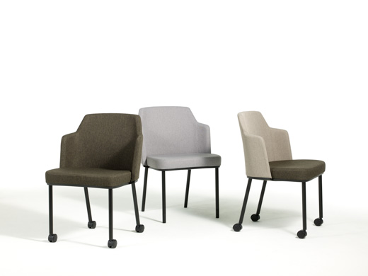 casters side seating mobile upholstered 4-leg 4 leg