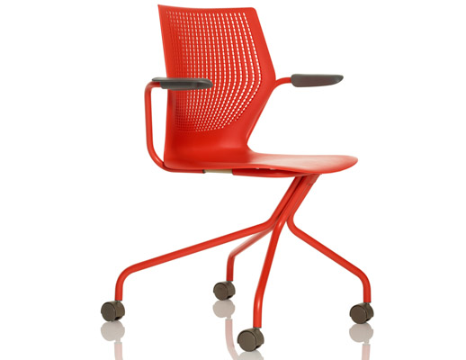 multigeneration by knoll hybrid chair formway design side chair red orange