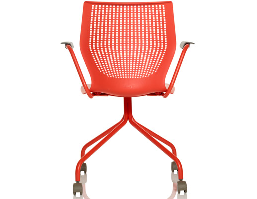 multigeneration by knoll hybrid chair formway design side chair red orange